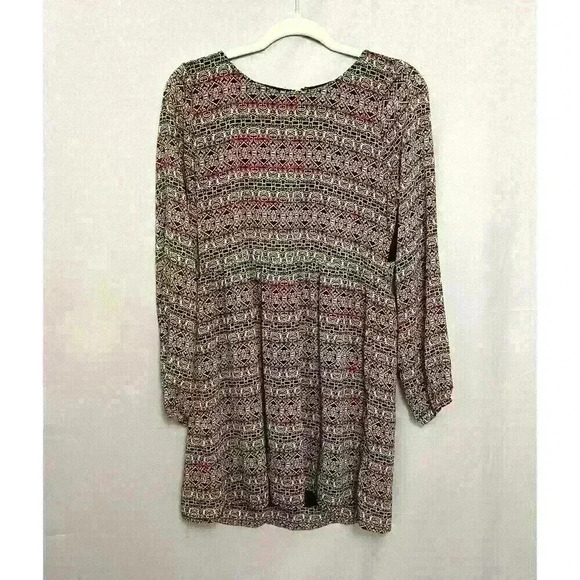 Abercrombie & Fitch Womens SM Boho Midi Shift Dress Multi Color Lace Long Sleeve - Picture 3 of 16